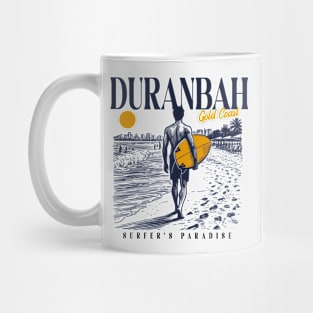 Vintage Surfing Duranbah, Gold Coast, Australia // Retro Surfer Sketch // Surfer's Paradise Mug